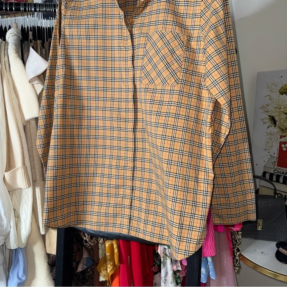 Burberry London England Classic Vintage Check Button Up Shirt Womens 14 EUC - Picture 5 of 13